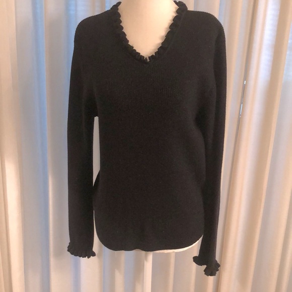 Black rayon-nylon-spandex knot sweater. M - Picture 1 of 4
